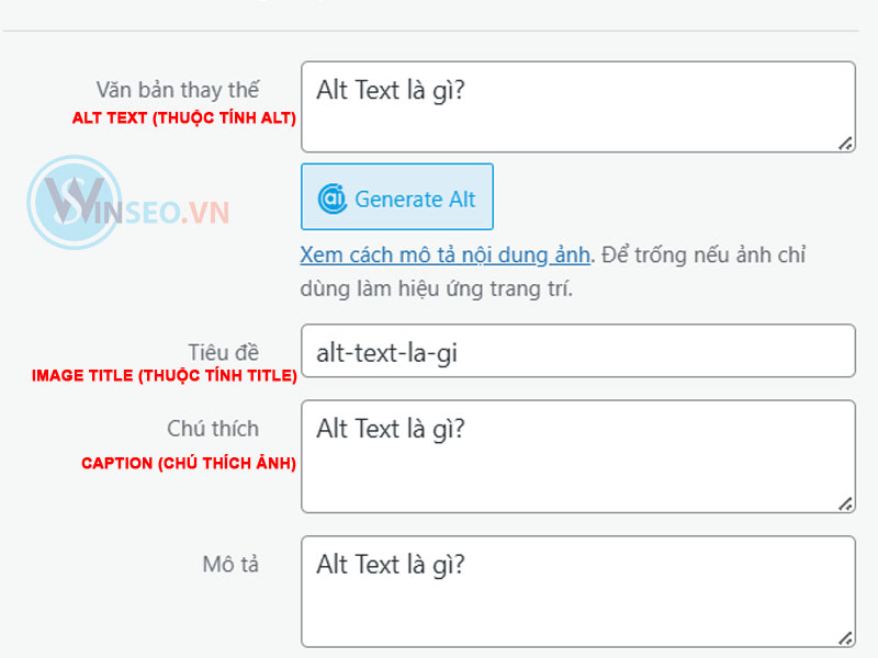 Phân biệt Alt Text và các thuộc tính tiều đề hình ảnh, mô tả hình ảnh,..